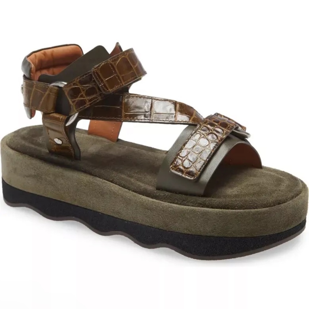 Chloe Croc Embossed Platform Sandals - sz 40